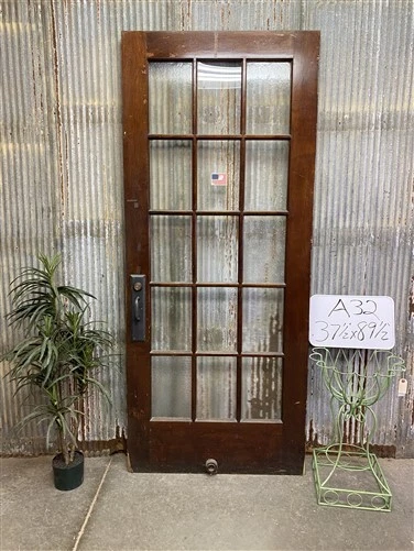 15 Pane Glass Door (37.5X89.5) Vintage American Door, Architectural Salvage, A32