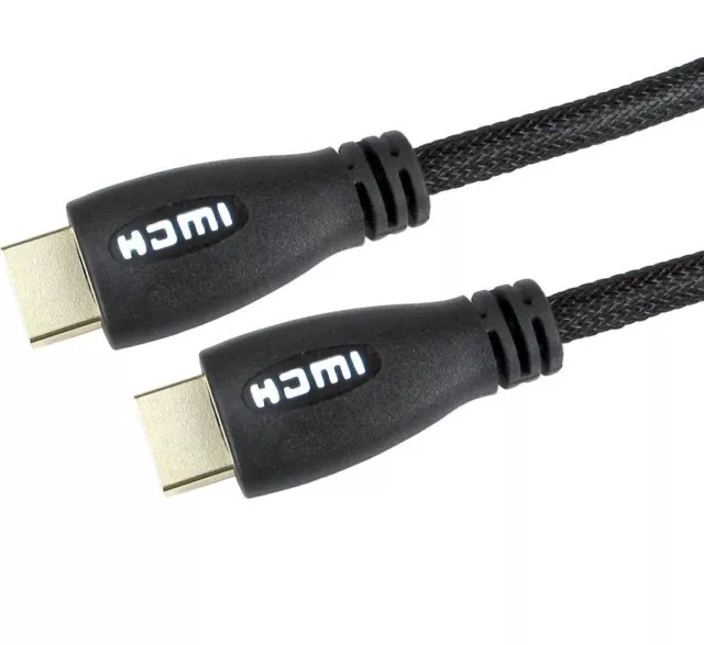 HDMI Cable v2.0 With Coloured LED Light Up HDTV 2160p 4K 3D Braided Ultra HD