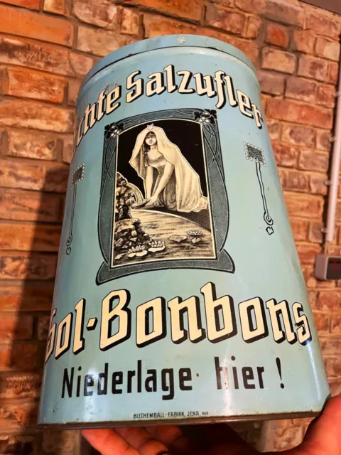 Salzuflen Bonbons  - Riesige antike Jugendstil Blechdose um 1900