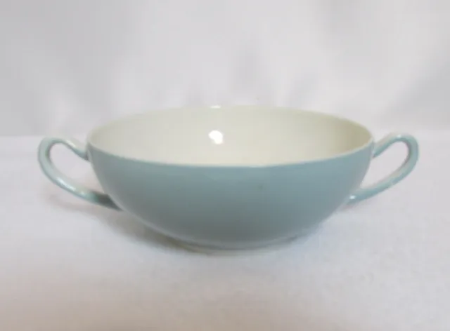 Bowl Light Blue White Georgian wedding china Double Handle Soup Cup Long VTG Old