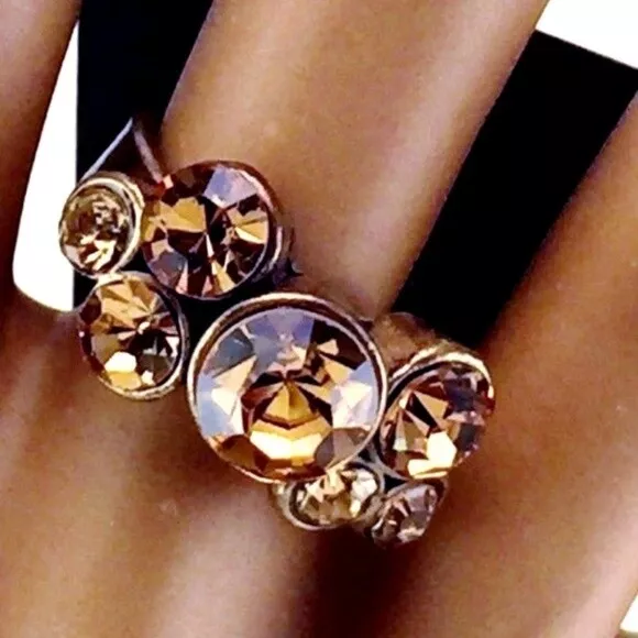 Pilgrim Brown Swarovski Crystal Ring New With Tags Retired Mint
