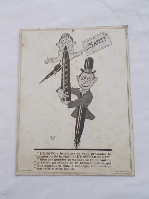 Carton Publicitaire Ancien Onoto De La Rue Safety Porte Plume Vintage Stylo Pen