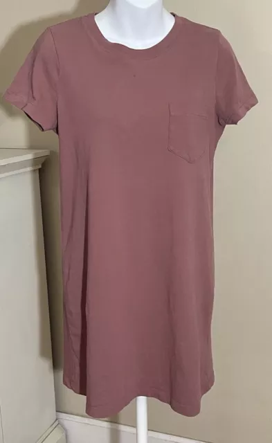 MADEWELL WOMEN'S Mauve Short Sleeve Tomboy Pocket Tee Dress Small