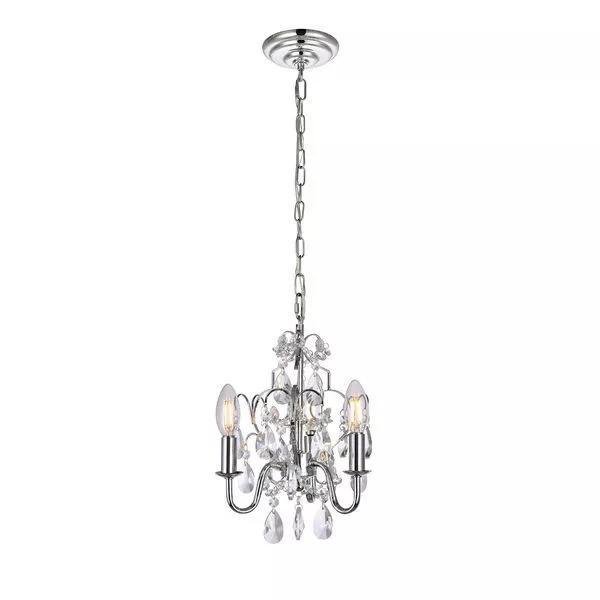 Elegant Lighting Kaede 3 Light 9-1/2" Crystal Chandelier - Chrome ld5020d9c