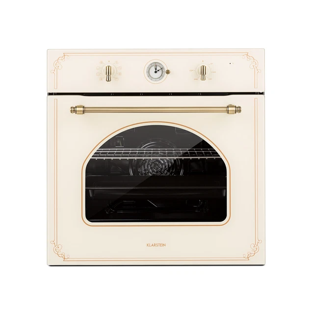 Forno Incasso Elettrico Ventilato 50-250°C Vintage Grill Vetro 70L Classe A Nero