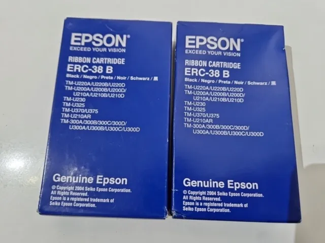 ERC-38 X 2 Black EPSON  Genuine Ribbon Cartridges, Original ERC-38 B, Total 2
