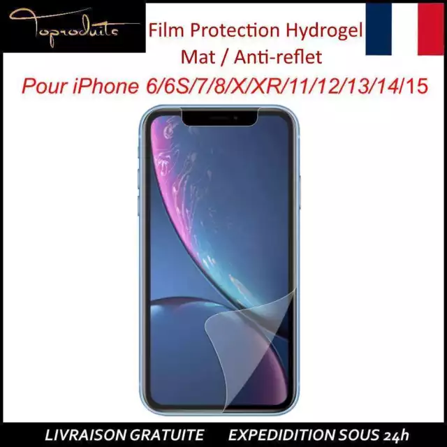 Film Hydrogel MAT ANTI-REFLET Avant pour iPhone 6 7 8 X XS SE 11 12 13 14 14 15