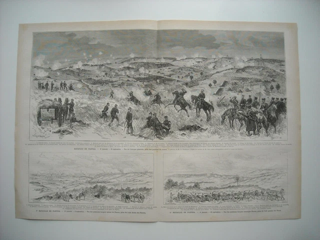 Gravure 1877. La Guerre. 3 Eme Bataille De Plevna. Vue De L’attaque Generale.