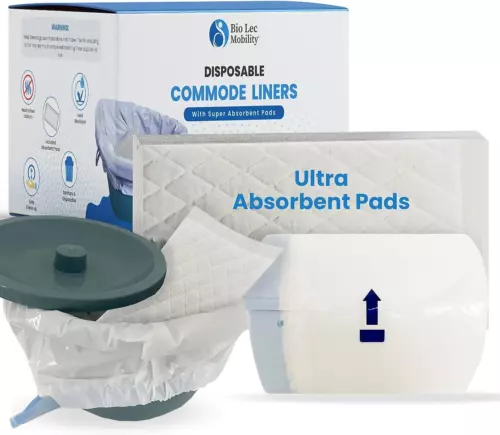 Premium Commode & Bed Pan Liners | Included with Ultra Absorbent Pads |...