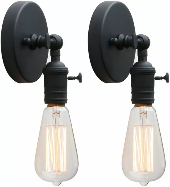2X Vintage Minimalist Single Socket Light Wall Sconce Lighting w/ On/Off Switch