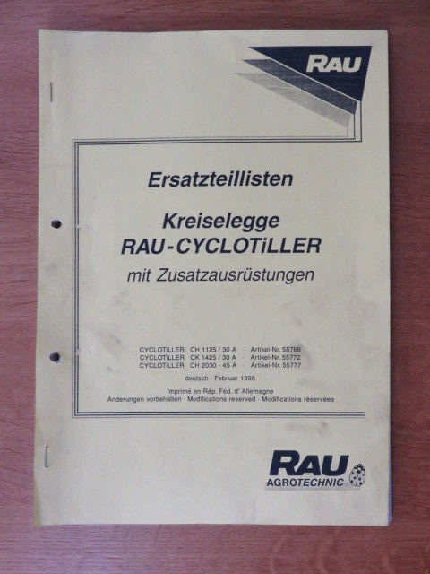 RAU Kreiselegge CH 1125 / 1425 / 2030,  30 A - 45 A, Ersatzteilliste,  Original