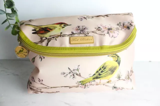 Ted Baker Wash/makeup Bag Pink Floral Bird Print