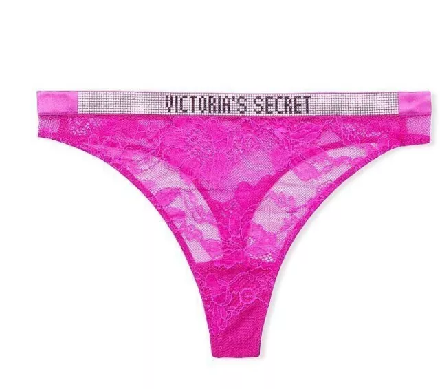 Victoria's Secret Very Sexy Lace Shimmer Push-Up Bra 2 Panty set Neon Pink Pick