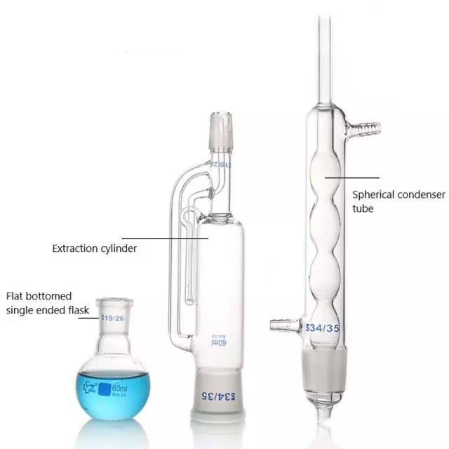 Glassware biology flask Chemistry 60-1000ml Lab soxhlet extractor Laboratory T#