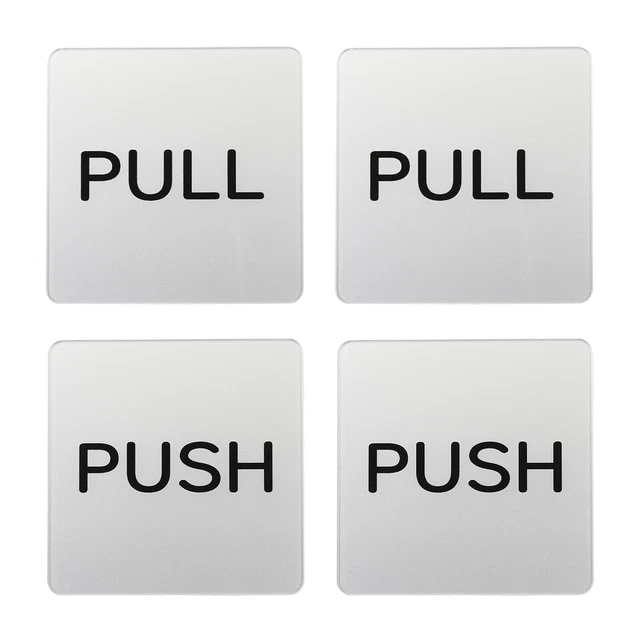 Insegna porta push pull 3,5x3,5", 2 paia acrilico autoadesivo tonalità argento/nero