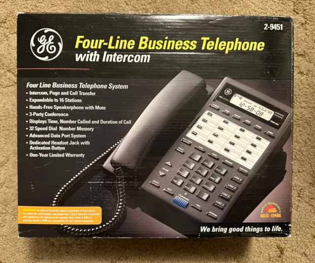 NEW! GE Four Line Business Telephone With Intercom General Electric Model 2-9451
