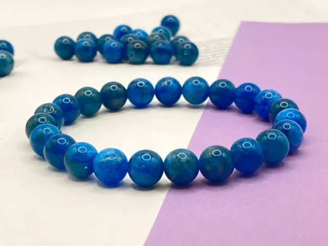 Crystal Bracelet Blue Apatite Gemstone for Men Women Chakra Reiki Healing Gift