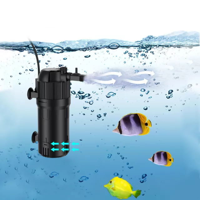 5-in-1 Aquarium Innenfilter mit UV 3w Aquarium Filter Pumpe Einstellbarer 500L/h