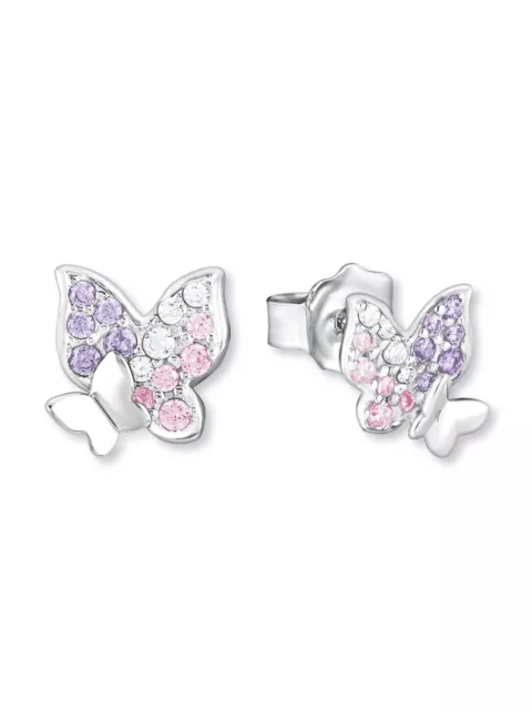 Prinzessin Lillifee Mädchen Ohrstecker Schmetterling Silber Rosa Glas 2021063