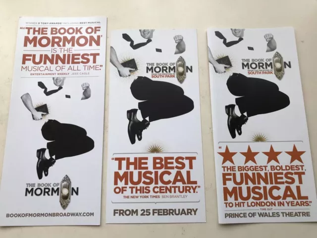 3 x different London And Broadway shows Flyers / handbill BOOK OF MORMON