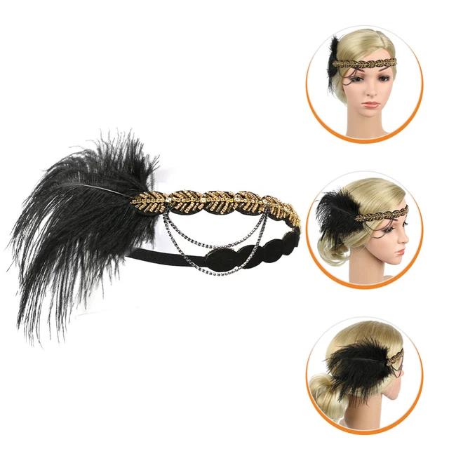 Fascia per capelli matrimonio poliestere anni '20 fascia per capelli flapper oro