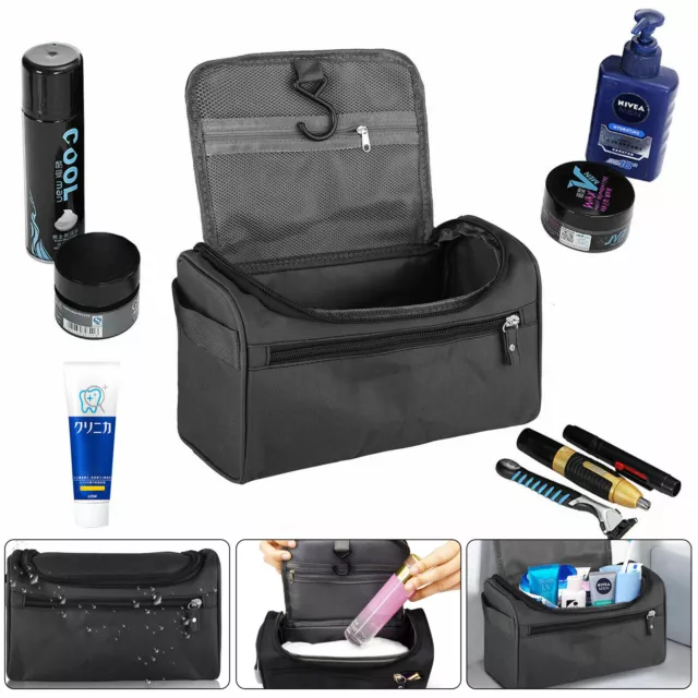 Waterproof Mens Travel Wash Bag Toiletry Organizer Shaving Cosmetic Case Large