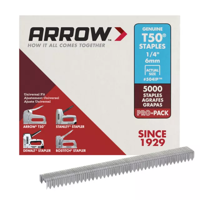 Arrow Chiusura T50 1cm Lar X 0.6cm L 18 Ga.Piatto Corona Resistente Graffette