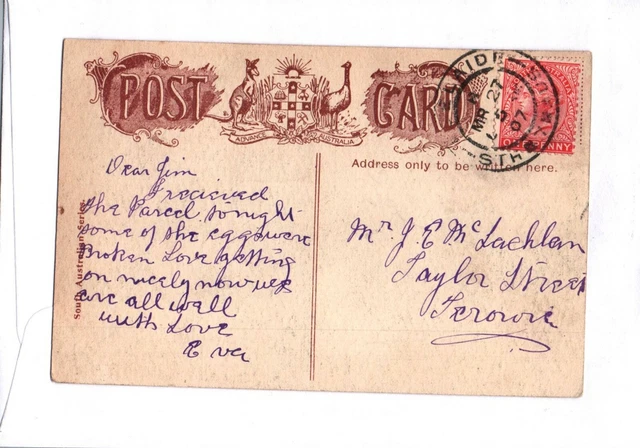 A0076 Australia-SA North Tce Adelaide pu1907 vintage postcard 2