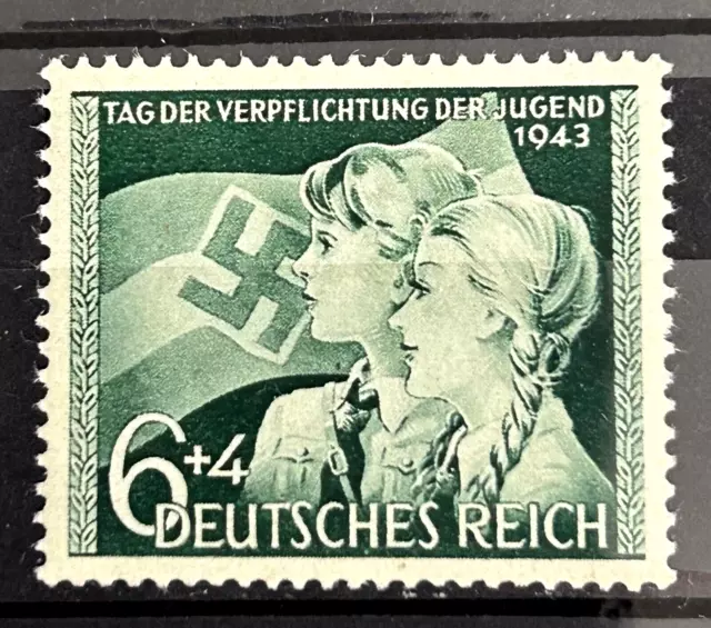 1943 German Reich stamp MNH Mi:DR 843 Boy and Girl with Flag HJ /115