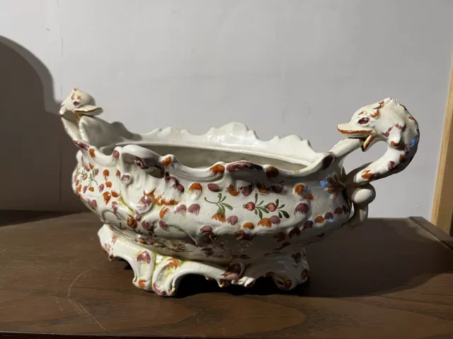 Bassano porcelaine d’Italie vintage jardinière de table avec dauphins magnifique