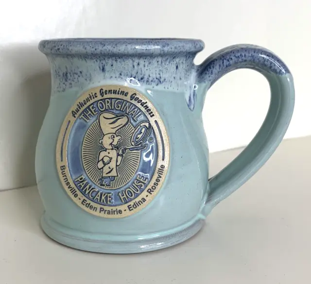 Deneen Pottery Original Pancake House Pale Blue Coffee Mug Cup Burnsville Edina