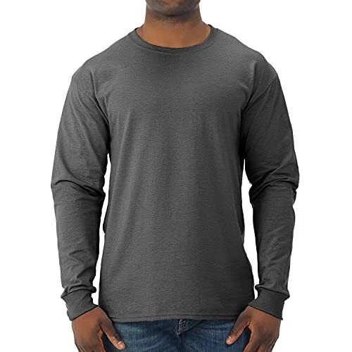 Men's Dri-Power Cotton Blend Long Sleeve Tees, Moisture Wicking, Odor Protect...