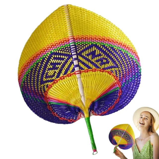 1* Handmade Bamboo Woven Fan DIY Heart Shaped Summer Cooling Chinese Style Fan