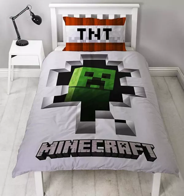 Minecraft 'Dynamite' Single Panel Duvet Cover Reversible Bedding Set