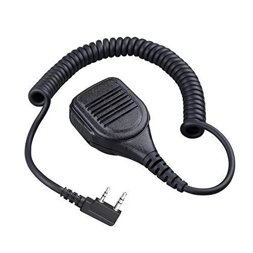 COMMIXC Handheld Shoulder Mic, Waterproof IP55 2-Pin 3.5&2.5mm Kenwood, Black
