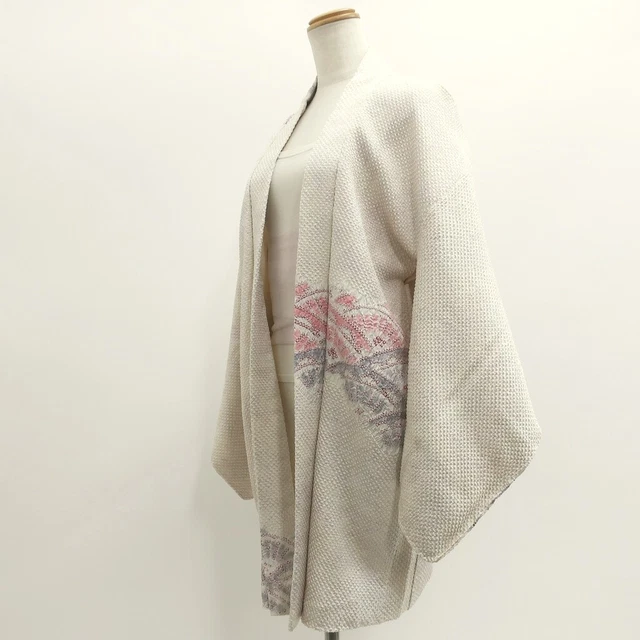 9250E4 Silk Vintage Japanese Kimono Haori Jacket Full Shibori Pine Tree