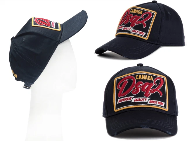 Casquette Baseball DSQUARED2 Icon Contour Noir - Réglable, Coton, Effet Délavé - Neuf Avec étiquettes