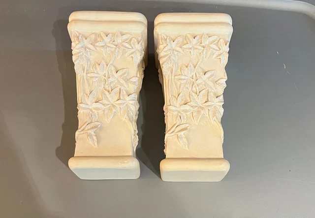 Set of 2 Ivory Decorative Curtain Rod Wall Sconces Drapery Victorian Romantic