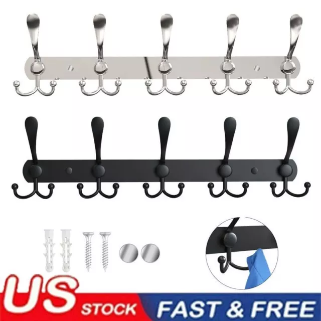 15 Hooks Wall Mount Key Bag Towel Rack Hanger Holder Coat Robe Hat Clothes Rack