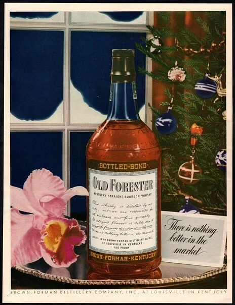 1943 OLD FORESTER Kentucky Straight Bourbon Whiskey - Christmas-VINTAGE AD