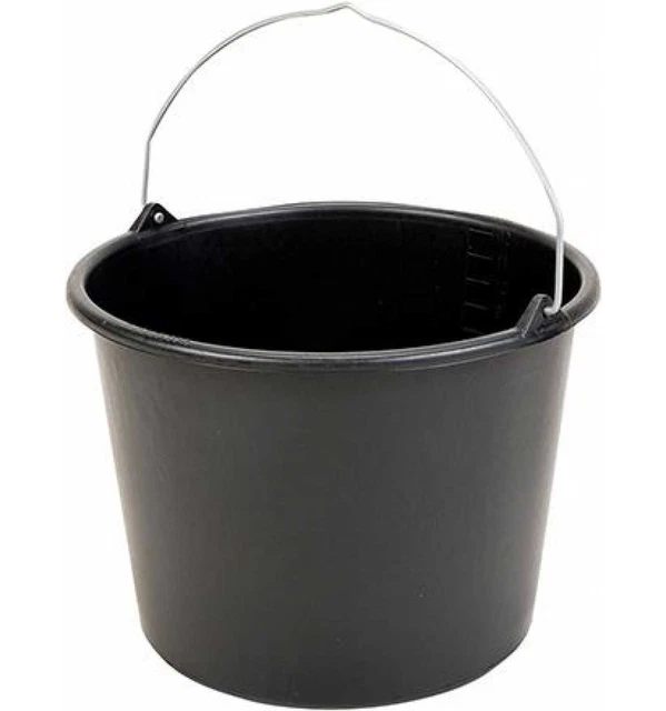 Baueimer 12 l, schwarz, Knopfgügel, L-Skala