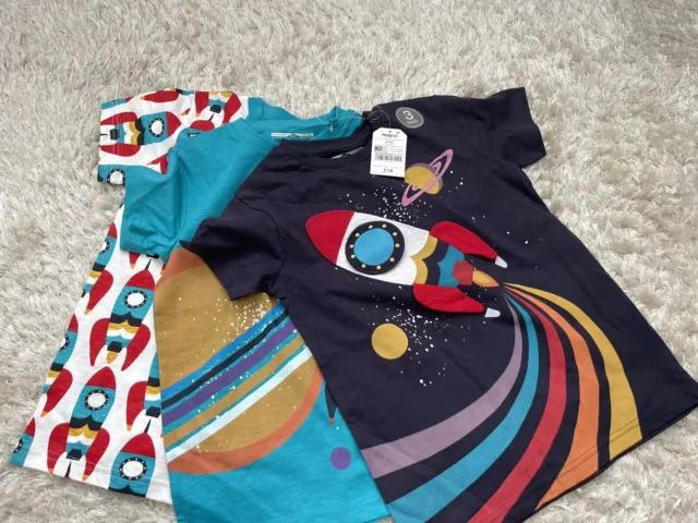 New BNWT x3 Pack Next Space Tee T Shirts Age Size 6-7 Years Rocket Planet Boys