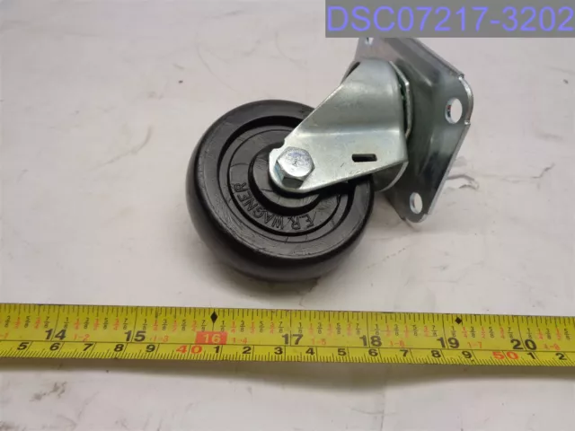 Set of 2: ER Wagner 3" Rubber Swivel Casters 7/8" Thick - 3 3/4" x 2 5/6" Plate