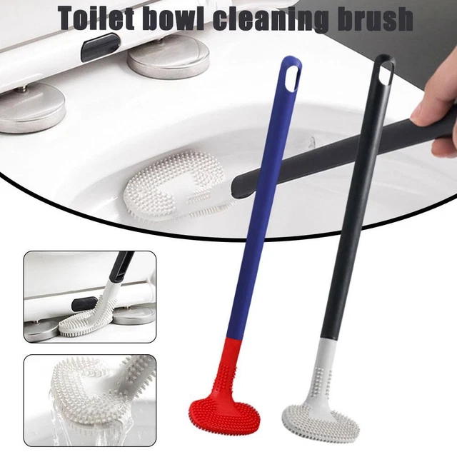 Spazzola WC a manico lungo in silicone spazzola WC senza spazzola WC angolo morto>