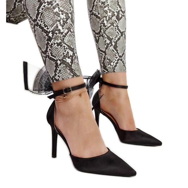 Talons Hauts New Look Noirs Avec Maille - Taille UK 5 - Occasion