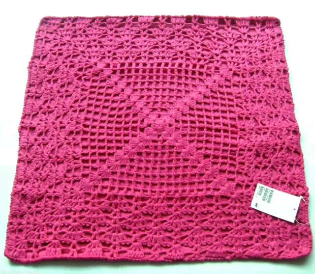 Häkel Kissen Hülle 50x50cm H&M NEU m.E 100% Baumwolle cerise kissenhülle