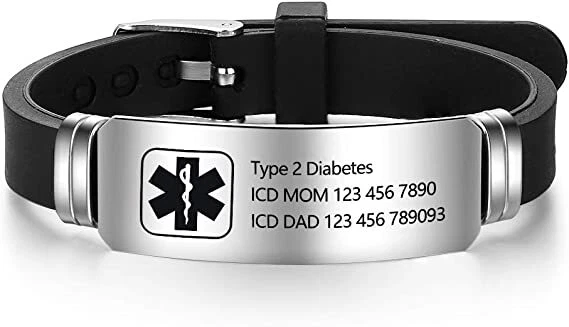 Women Men Medical Alert ID Bracelet Laser Engraving Bangle Cuff Silicone Custom Women Men Medical Alert ID Bracelet Laser Engraving Bangle Cuff Silicone Custom