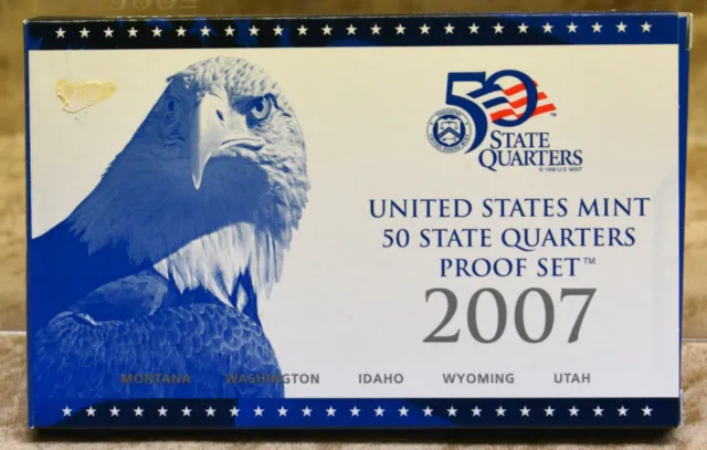 2007 -S United States Mint 50 State Quarters Proof Set 5 Coins With COA