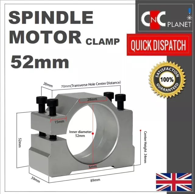 Cnc Router Spindle Motor Mount 52mm Dia Clamp Holder Bracket Aluminium Housing