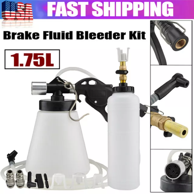 Car Van Brake Bleeder Bleeding Fluid Tool Air Pneumatic Garage Vacuum w/Adaptors